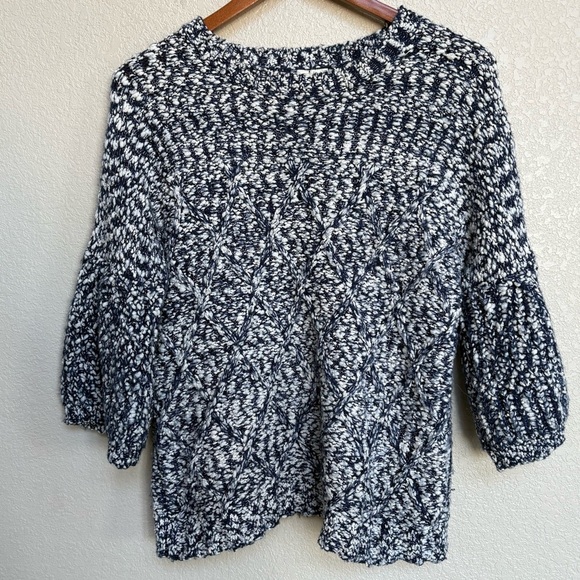moth by anthropologie Sweaters - Moth by Anthropologie Women’s Blue White Textured Knit‎ Sweater Small